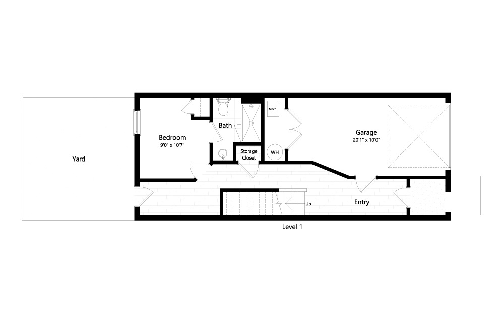 Tanager - 3 bedroom floorplan layout with 3.5 baths and 1610 square feet. (Level 1 / 2D)