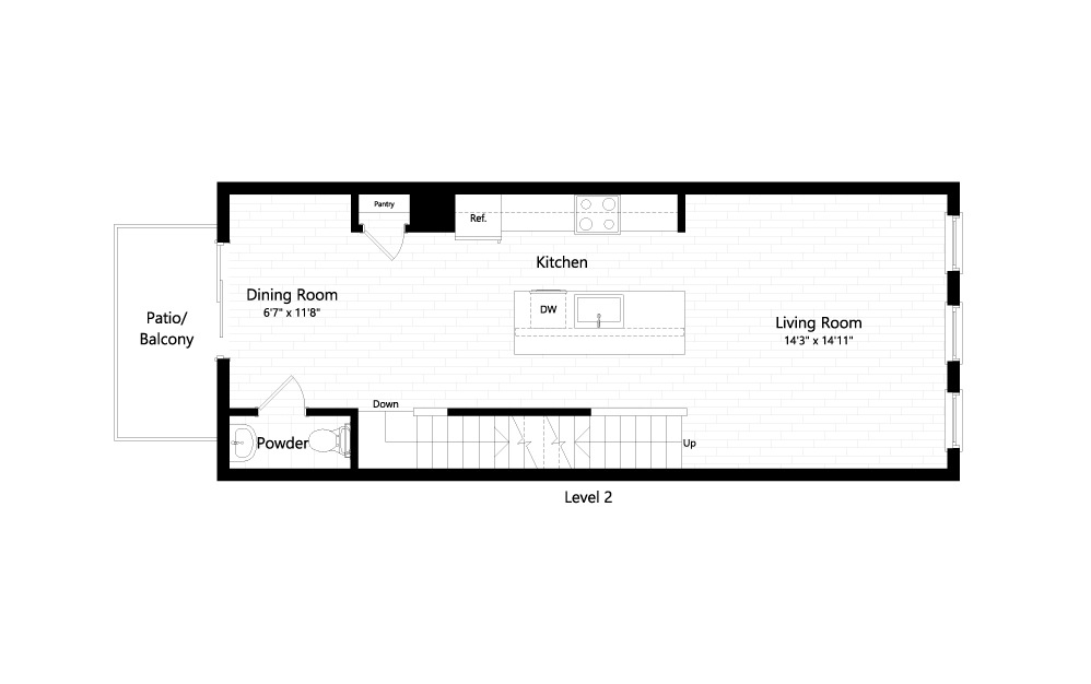 Tanager - 3 bedroom floorplan layout with 3.5 baths and 1610 square feet. (Level 2 / 2D)