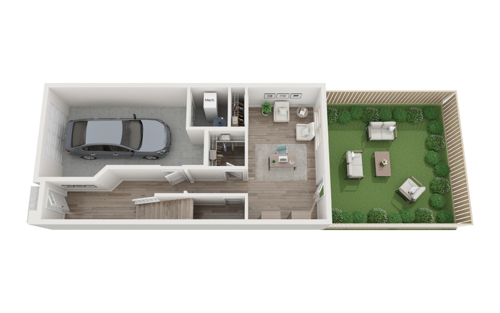 Kingbird - 3 bedroom floorplan layout with 2.5 bathrooms and 2117 square feet (Level 1
, 3D)