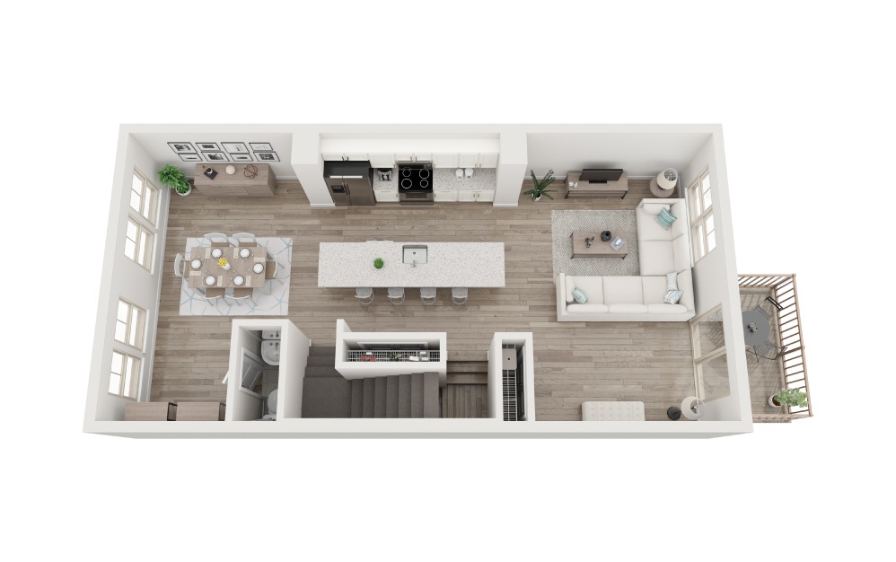 Kingbird - 3 bedroom floorplan layout with 2.5 bathrooms and 2117 square feet (Level 2
, 3D)