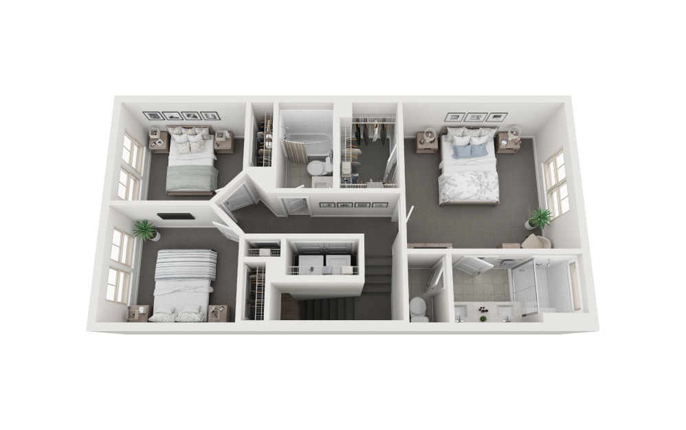 Kingbird - 3 bedroom floorplan layout with 2.5 bathrooms and 2117 square feet (Level 3, 3D)