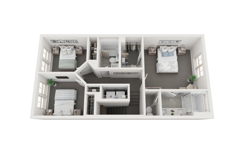 Kingbird - 3 bedroom floorplan layout with 2.5 baths and 2117 square feet. (Level 3 / 3D)