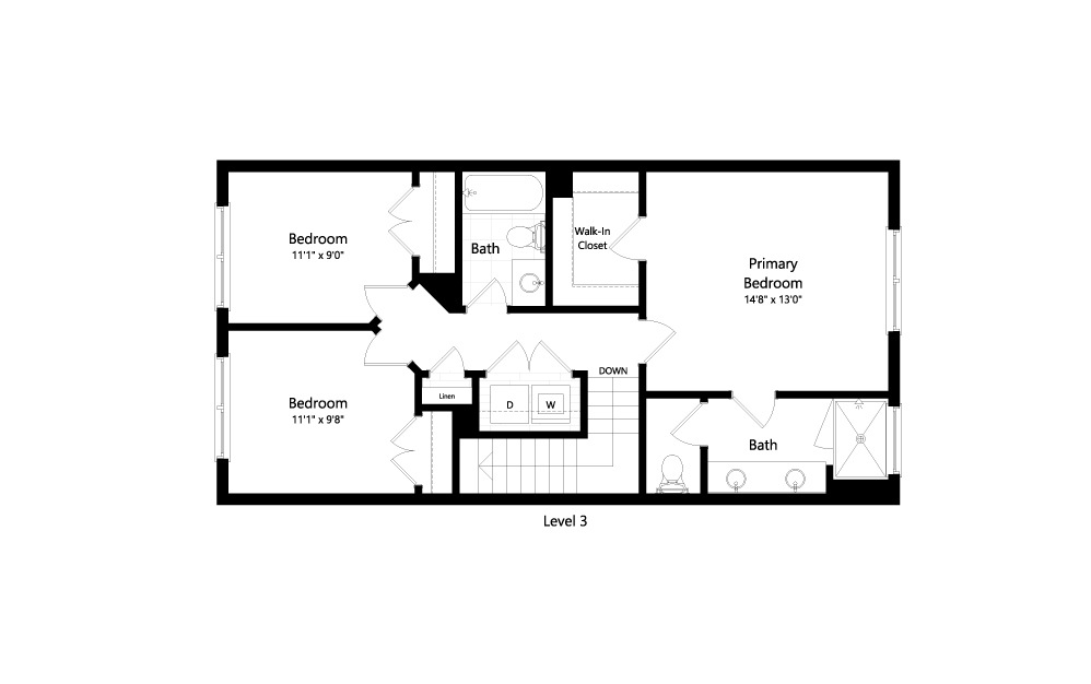 Kingbird - 3 bedroom floorplan layout with 2.5 baths and 2117 square feet. (Level 3 / 2D)