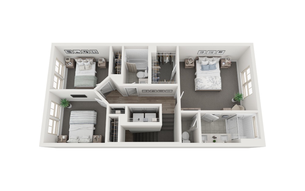 Osprey - 3 bedroom floorplan layout with 2.5 bathrooms and 1980 square feet (Level 3, 3D)